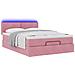 Struttura Letto Pouf con Materasso Rosa 140x200 cm in Velluto - Foto miniatura 3