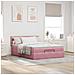 Struttura Letto Pouf con Materasso Rosa 140x200 cm in Velluto - Foto miniatura 4