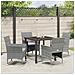 Set da Pranzo per Giardino con cuscino 5 pcs Grigio Poly Rattan - Foto miniatura 4