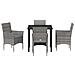 Set da Pranzo per Giardino con cuscino 5 pcs Grigio Poly Rattan - Foto miniatura 7