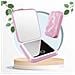 Specchio Per Trucco Led - Luce Tricolore Ricaricabile Compatto Con Ingrandimento 3x Pink - Foto miniatura 4