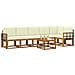 Set di divani da esterno con cuscino 7 pcs Naturale e Crema - Foto miniatura 3
