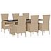 Set da Pranzo da Giardino 7 pz con Cuscini Beige in Polyrattan - Foto miniatura 1
