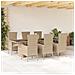 Set da Pranzo da Giardino 7 pz con Cuscini Beige in Polyrattan - Foto miniatura 2