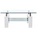 Tavolino Salotto Bianco E Trasparente95x55x40cm Vetro Temperato - Foto miniatura 2