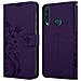 Custodia Compatibile Con Huawei Y6p In Lilla Scuro Fiore - Coperchio Protettivo In Design Floreale Con Chiusura Magnetica, Funzione Stand E Slot Per Carte - Foto miniatura 7