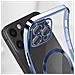 Cover Magsafe Per Iphone 12 Pro Silicone Protezione Fotocamera Bordo Cromato Blu - Foto miniatura 2