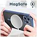 Cover Magsafe Per Iphone 12 Pro Silicone Protezione Fotocamera Bordo Cromato Blu - Foto miniatura 4