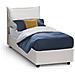Letto Singolo Carmen, Letto Contenitore Con Rivestimento In Ecopelle, 100% Made In Italy, Apertura Frontale, Con Materasso Cm 90x190 Incluso, Bianco - Foto miniatura 1