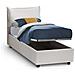 Letto Singolo Carmen, Letto Contenitore Con Rivestimento In Ecopelle, 100% Made In Italy, Apertura Frontale, Con Materasso Cm 90x190 Incluso, Bianco - Foto miniatura 2