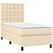 Letto A Molle Con Materasso E Led Crema 90x190 Cm In Tessuto - Foto miniatura 2