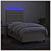 Letto A Molle Con Materasso E Led Crema 90x190 Cm In Tessuto - Foto miniatura 3