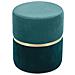 Pouf Louise In Velluto Blu Anatra E Metallo Dorato - Foto miniatura 2