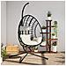 Sedia a Uovo Sospesa con Supporto Beige in Polyrattan e Acciaio - Foto miniatura 2