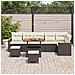 Set Divano da Giardino  9 Pezzi con Cuscini Nero Polirattan Acacia, Set da Pranzo Giardino  3 Pezzi con Cuscini Nero Polirattan Acacia - Foto miniatura 3