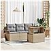 Set Divano Giardino 5 Pezzi Cuscini Beige Poly Rattan, Divano Giardino 2 Posti con Ripostiglio Cuscini Beige Poly Rattan - Foto miniatura 2