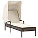 Lettino Prendisole con Baldacchino Marrone in Polyrattan - Foto miniatura 1