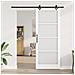 Porta Scorrevole  con Kit di Hardware 'ORKDAL'Bianco Legno Massello & Vetro, Porta Interna  con Vetro 'ORKDAL'Bianco 93x232x4 cm - Foto miniatura 3
