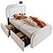 Letto Singolo Con Ricarica Usb-c E Due Cassetti In Sherpa Bianco - Foto miniatura 1