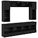 Set di Mobiletto da TV a Parete con led 6 pcs Rovere Nero - Foto miniatura 1