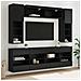Set di Mobiletto da TV a Parete con led 6 pcs Rovere Nero - Foto miniatura 2