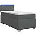 Letto con Box Spring, Materasso e LED Grigio Scuro Singolo - Foto miniatura 1