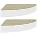 Mensole Angolari 2pz Rovere E Bianco 35x35x3,8 Cm In Mdf - Foto miniatura 1