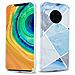 Custodia Compatibile Con Huawei Mate 30 Pro In Marmo Grigio Bianco Blu No. 2 - Coperchio Protettivo In Silicone Tpu Con Motivo A Mosaico - Foto miniatura 1