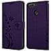 Custodia Compatibile Con Huawei Y6 Prime 2018/honor 7a In Lilla Scuro Fiore - Coperchio Protettivo In Design Floreale Con Chiusura Magnetica, Funzione Stand E Slot Per Carte - Foto miniatura 7