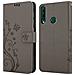 Custodia Compatibile Con Huawei Y6p In Grigio Fiore - Coperchio Protettivo In Design Floreale Con Chiusura Magnetica, Funzione Stand E Slot Per Carte - Foto miniatura 7