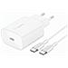 Caricabatterie Usb-c 25w Power Delivery Con Cavo Usb-c 1 Metro, Bianco - Foto miniatura 1