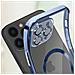 Cover Magsafe Per Iphone 13 Pro Max Silicone Protezione Camera Bordo Cromato Blu - Foto miniatura 4
