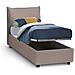 Letto Singolo Erika, Letto Contenitore Con Rivestimento In Ecopelle, 100% Made In Italy, Apertura Frontale, Adatto Per Materasso Cm 90x190, Tortora - Foto miniatura 2