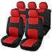 A20 Coprisedili Per Auto Universali, Tessuto Poliestere Trapuntato, Set Fodere Protezione Sedili Anteriori E Posteriori, Con Zip, Rosso /nero - Foto miniatura 1