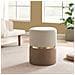 Pouf Louise In Velluto Beige E Metallo Dorato - Foto miniatura 1