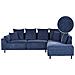 Divano Angolare 4 Posti Lunner Velluto A Coste Blu Scuro Lato Sinistro - Foto miniatura 2