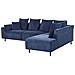 Divano Angolare 4 Posti Lunner Velluto A Coste Blu Scuro Lato Sinistro - Foto miniatura 3