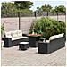 Set di Divani da Giardino 9 Pezzi con Cuscini Nero Polyrattan Acacia, Set da Pranzo Giardino 3 Pezzi con Cuscini Nero Polyrattan Acacia - Foto miniatura 3