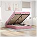 Struttura Letto Pouf con Materasso Rosa 140x200 cm in Velluto - Foto miniatura 2