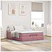 Struttura Letto Pouf con Materasso Rosa 140x200 cm in Velluto - Foto miniatura 3