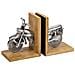 Fermalibri Legno E Alluminio Argentato 30x10x17h - Foto miniatura 1