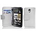 Custodia Compatibile Con Htc Desire 700 In Magnesio Bianco - Coperchio Protettivo In Ecopelle Testurizzata E Tasca Per Carte Di Credito - Foto miniatura 1