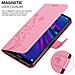 Custodia Compatibile Con Huawei Y6 2019 In Rosa Fiore - Coperchio Protettivo In Design Floreale Con Chiusura Magnetica, Funzione Stand E Slot Per Carte - Foto miniatura 5