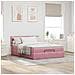 Struttura Letto Pouf con Materasso Rosa 140x200 cm in Velluto - Foto miniatura 3