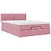 Struttura Letto Pouf con Materasso Rosa 140x200 cm in Velluto - Foto miniatura 6