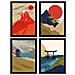 Set Di 4 Stampe Poster Giapponesi Templi. Stampe E Illustrazioni Con Estetica Orientale. Design E Decorazione D'interni Senza Cornice A4 - Foto miniatura 1