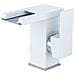 Rubinetto per lavabo da bagno, Blackswan, tipo M190, modello corto bianco con bocca a cascata e LED, misura 12,5 cm - Foto miniatura 1