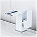 Rubinetto per lavabo da bagno, Blackswan, tipo M190, modello corto bianco con bocca a cascata e LED, misura 12,5 cm - Foto miniatura 3