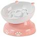 Mangiatoia lenta per cani e gatti Ciotola per gatti rialzata inclinata, rosa e bianco - Foto miniatura 1