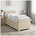 Letto box spring con materasso Crema 100 x 200 cm Tessuto - Foto miniatura 8